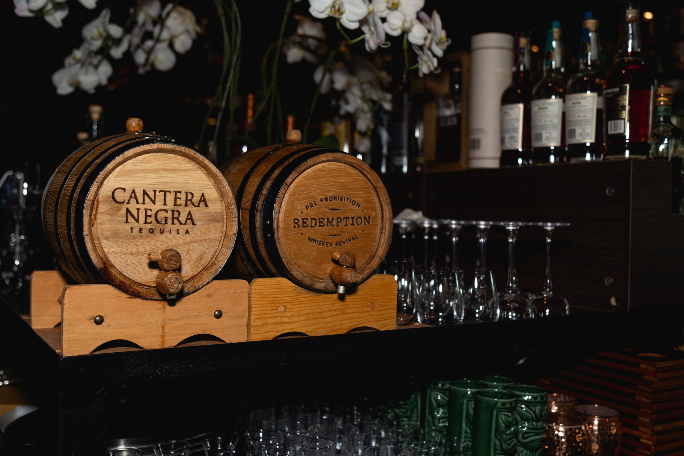 Barrel-aged whiskey at Knife Steakhouse Plano